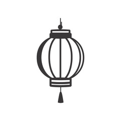 Fototapeta premium Asian Lantern Icon, Silhouette Design, Chinese Decoration with Transparent Background
