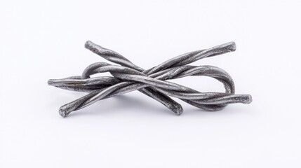 Naklejka premium Barbed wire knot with sharp twisted metal on white background.