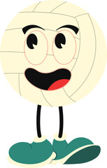 Cartoon sport character illustration. Baseball, bowling, billiard, tennis, football, soccer, volleyball, basketball groovy smiling character.