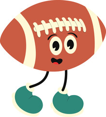 Cartoon sport character illustration. Baseball, bowling, billiard, tennis, football, soccer, volleyball, basketball groovy smiling character.