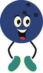 Cartoon sport character illustration. Baseball, bowling, billiard, tennis, football, soccer, volleyball, basketball groovy smiling character.
