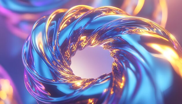 Abstract swirling forms in vibrant colors.