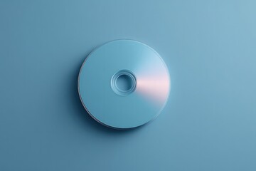 single gleaming cd placed on solid-colored background offering ample copy space