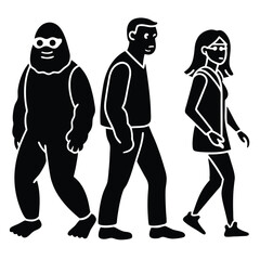 Epic Bigfoot Silhouette Vector Collection Featuring Forest, Mountain, and Mythical Cryptid Scenes in Minimalist Black Style