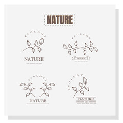 Minimal Botanical Line Art Set with Eco Nature Logos