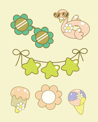 Summer Beach Vector Element Set