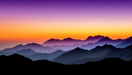 Obraz premium Stunning mountain silhouette at sunset.