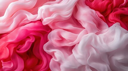 Obraz premium A vibrant display of flowing, gradient pink and white fabrics.