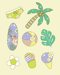 Summer Beach Vector Element Set