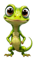 Fototapeta premium Cartoon Lizard Standing Proudly with Big Eyes on Black