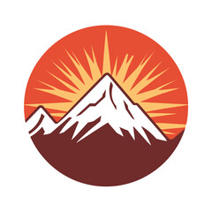 Mountain Peaks Silhouette with Rising Sunlight