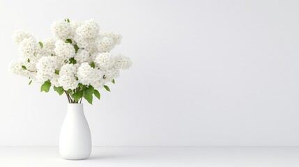 White flowers in vase on plain background © Kaminashi Nozomi