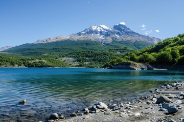 Serene Patagonian Lake with Majestic Mountain backdrop