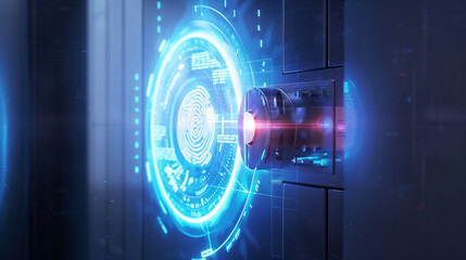 A fingerprint scan turning into a digital lock