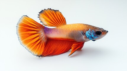 Fototapeta premium Stunning Halfmoon Betta Fish: Vibrant Orange and Blue