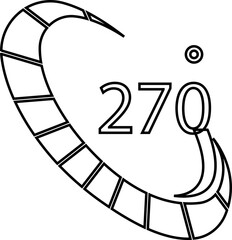 Angle 270 degrees icon Rotation Degree icons Flat vector, geometric mathematical angle radian of 270 rotation arrow symbol, isolated on transparent background, used for mobile app, web page or ui