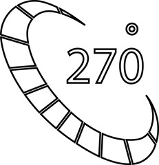 Fototapeta premium Angle 270 degrees icon Rotation Degree icons Flat vector, geometric mathematical angle radian of 270 rotation arrow symbol, isolated on transparent background, used for mobile app, web page or ui