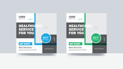 Medical social media post banner cover post hospital and clinic template