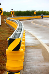 rolling barrier guard rail install on curve lean road