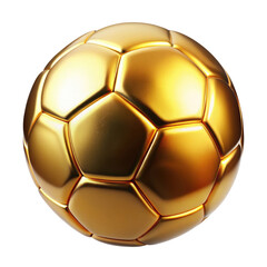 golden soccer ball isolated on transparent white background, clipping path