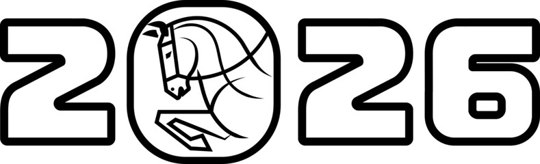 2026, year of Horse, simple design