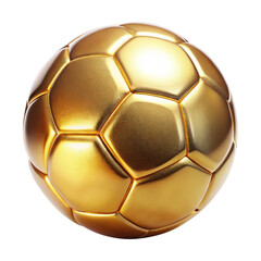 golden soccer ball isolated on transparent white background, clipping path
