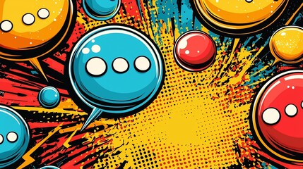 Obraz premium Colorful comic speech bubbles burst with vibrant colors