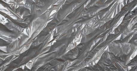 Crumpled silver foil, deep wrinkles, metallic sheen,  silver foil,  design element,  creased foil