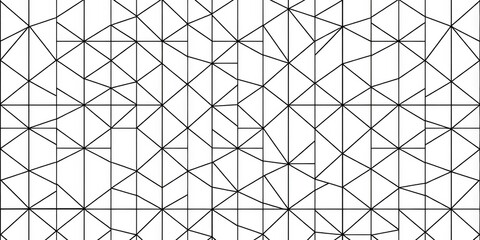 Abstract geometric seamless triangle grid pattern Black lines on white background Ideal for wallpaper, textile design, print, fabric