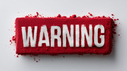 Warning Sign Alert: A close-up shot of a red warning sign, the bold white letters starkly contrast the red backdrop, immediately capturing the viewer's attention and conveying a crucial message