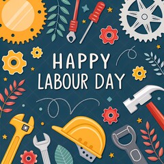 Happy labour day wishing card
