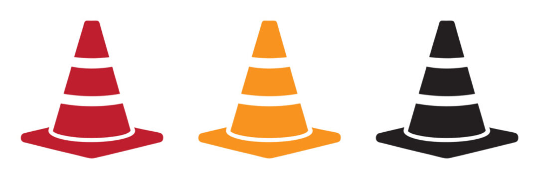 Traffic Cone vector icon collection, vector illustration set on white background