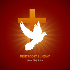 Pentecost sunday holy spirit greeting card banner. Illustration