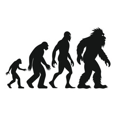 Epic Bigfoot Silhouette Vector Collection Featuring Forest, Mountain, and Mythical Cryptid Scenes in Minimalist Black Style