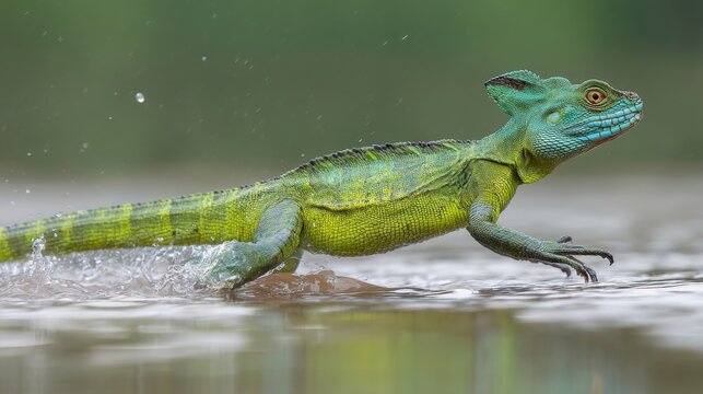 Basilisk Lizard Running on Water