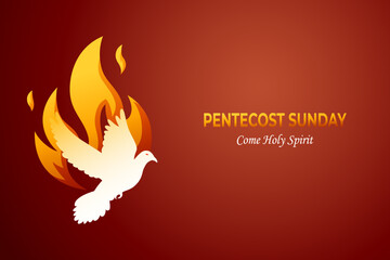 Pentecost sunday abstract banner illustration. Horizontal poster. Website header. Social media post, prayer card