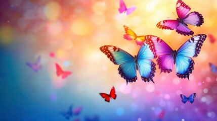 Vibrant Butterflies in a Dreamlike, Colorful Setting