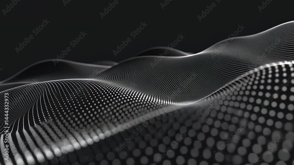 Poster mesmerizing abstract waves dots and patterns in light and shadow, evoking depth and movement with te
