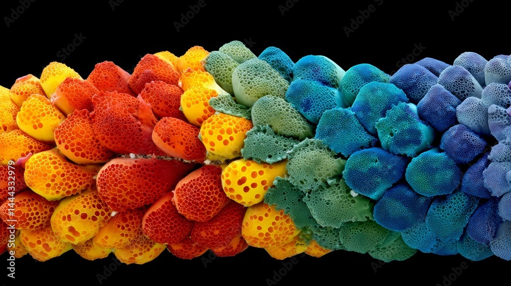 Aufkleber magnificent array of microscopic cells showcases vivid colors and intricate patterns under magnifica