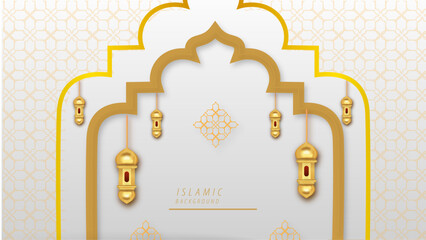 Creative islamic new year design with hanging lanterns