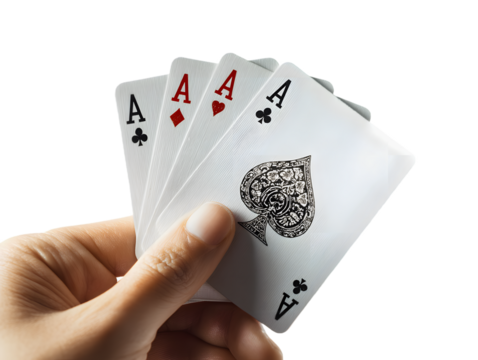 Hand Holding Four Aces Playing Cards Transparent PNG