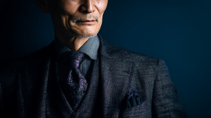 Fototapeta premium 経済的混乱の中で冷静さを保つ日本人ビジネスマンの姿、generative ai