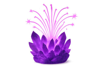 Obraz premium A vibrant purple flower with radiating, glowing filaments ending in star-like shapes.