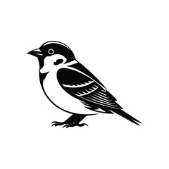 Fototapeta premium A goldcrest bird silhouette black vector artwork illustration