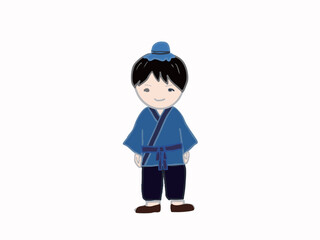 Illustration of the cute Hikoboshi full body standing figure for Tanabata