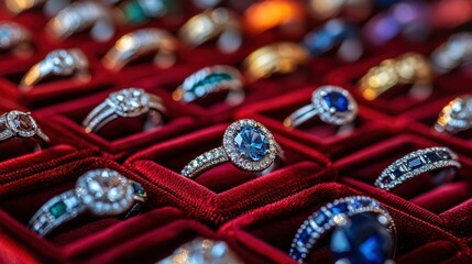 Exquisite rings in velvet boxes
