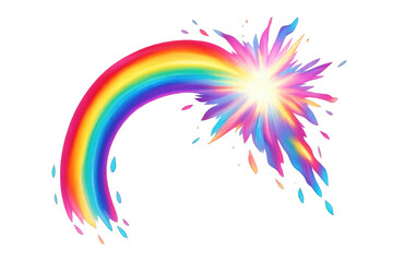 Obraz premium Vibrant rainbow arc bursts into a radiant, multicolored explosion of light.