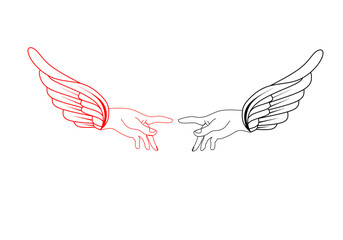 hand and wings vector black and red