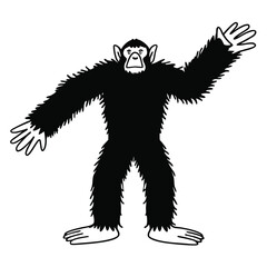 Epic Bigfoot Silhouette Vector Collection Featuring Forest, Mountain, and Mythical Cryptid Scenes in Minimalist Black Style