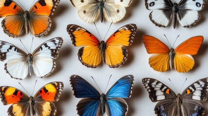 Fototapeta premium Colorful Butterfly Collection A Vibrant Display of Winged Insects